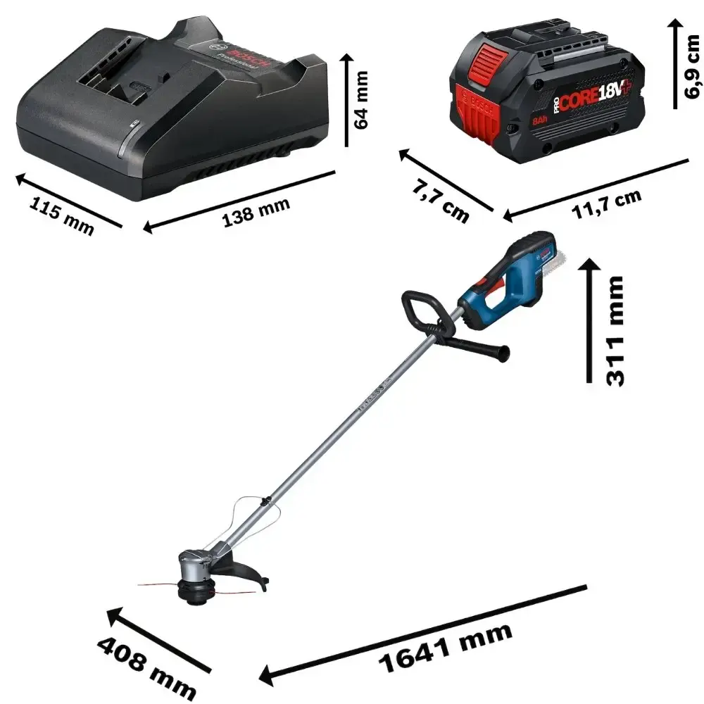 Aparador de grama 33CM GRT 18V-33 com bateria 8,0AH 18V e carregador bivolt Bosch — fotografia 2