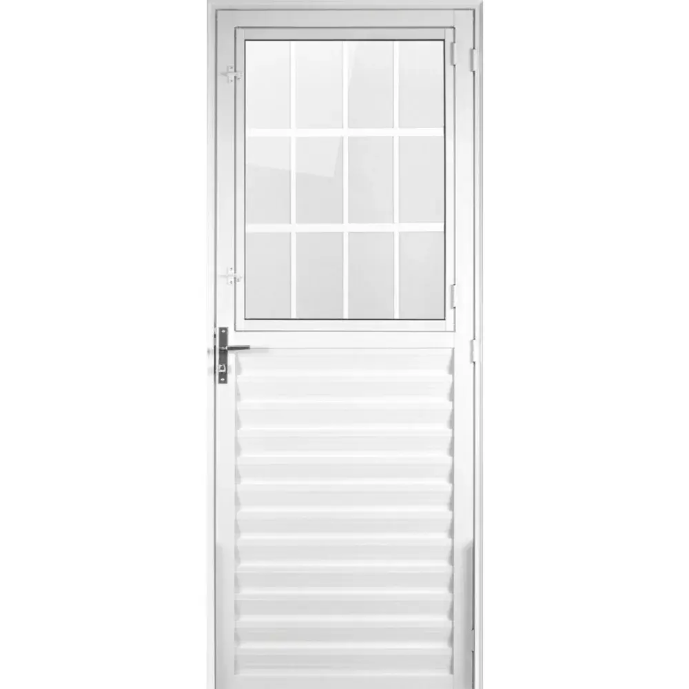 Porta postigo de alumínio lado direito 210X80CM branco da Aluvid — fotografia de referência