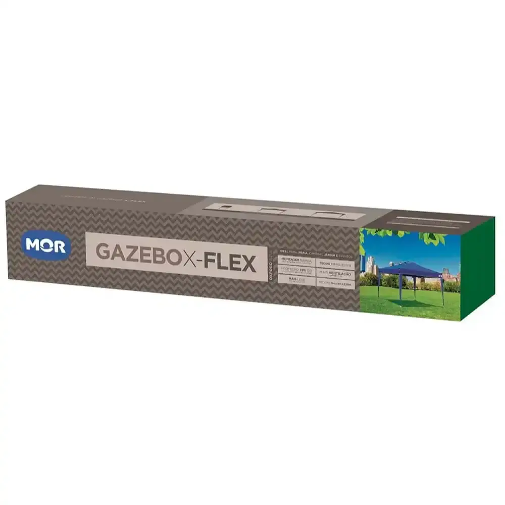 Tenda gazebo azul em poliéster 3X3 metros articulada x-flex Mor — fotografia 3