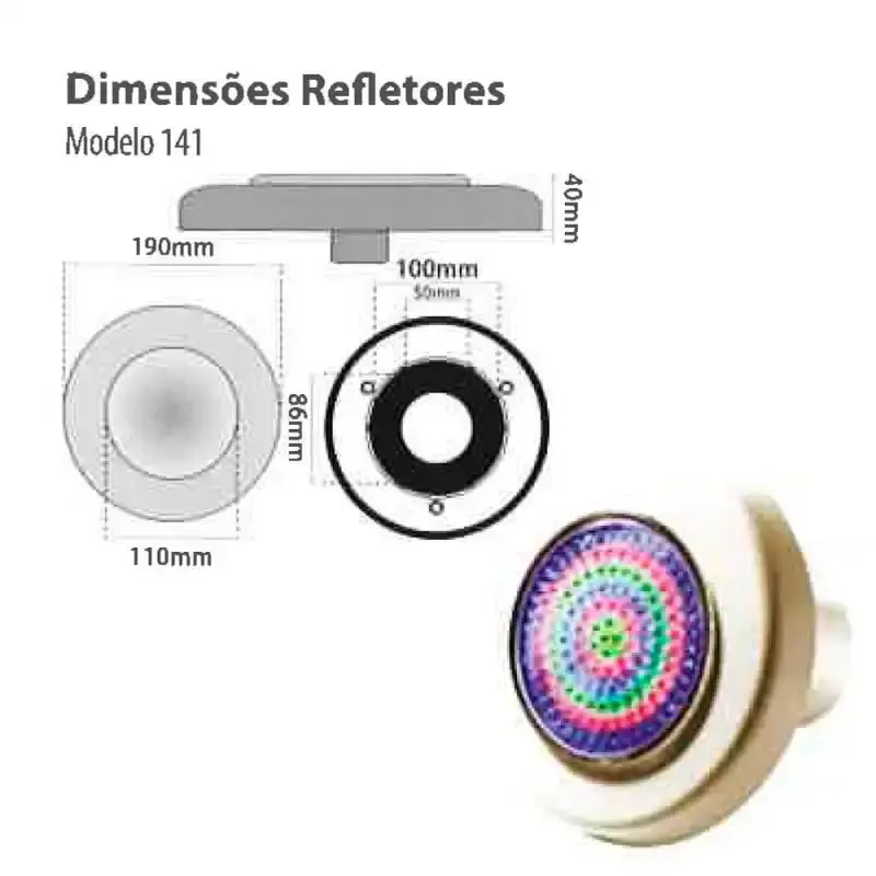 Refletor LED 141 para piscinas lâmpada RGB corpo ABS 901410 kit 2 peças Fluidra — fotografia 4
