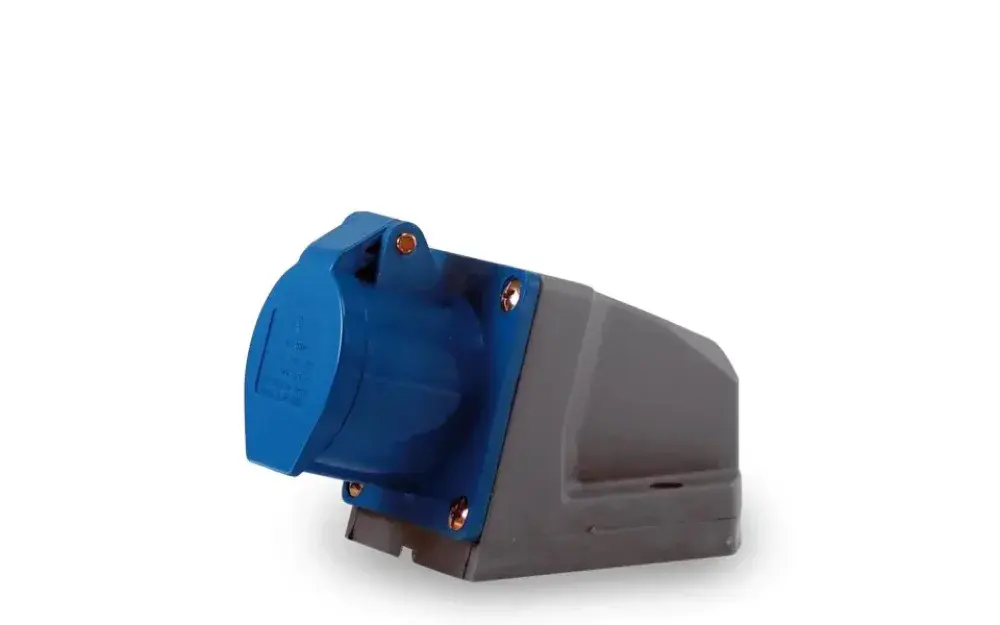 Tomada sobrepor 3P+T 16A 200/250V 9H azul Soprano — fotografia 3