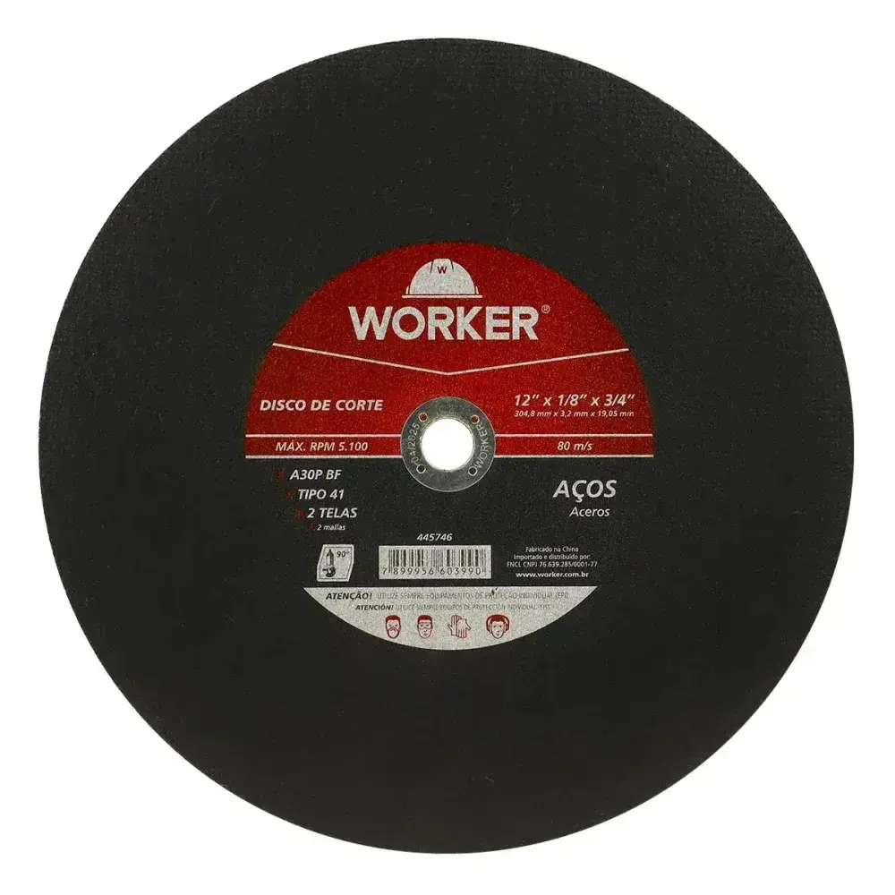 Disco de corte para aço com furo 3/4 12X304,8MM Worker — fotografia 6