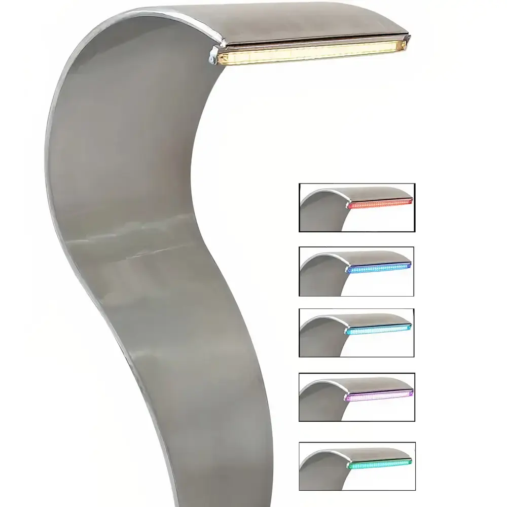 Cascata para Piscinas 60 x 26 CM Aço Inox Naja com LUZ RGB EVALD — fotografia 3