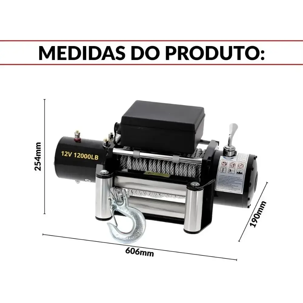 Guincho elétrico 12V 12000LB com controle remoto sem fio IWME004 ImportWay — fotografia 2