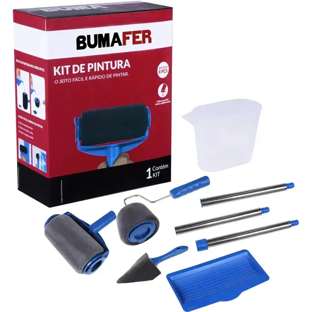 Kit de pintura com rolo recarregável 8 peç Bumafer — fotografia 9