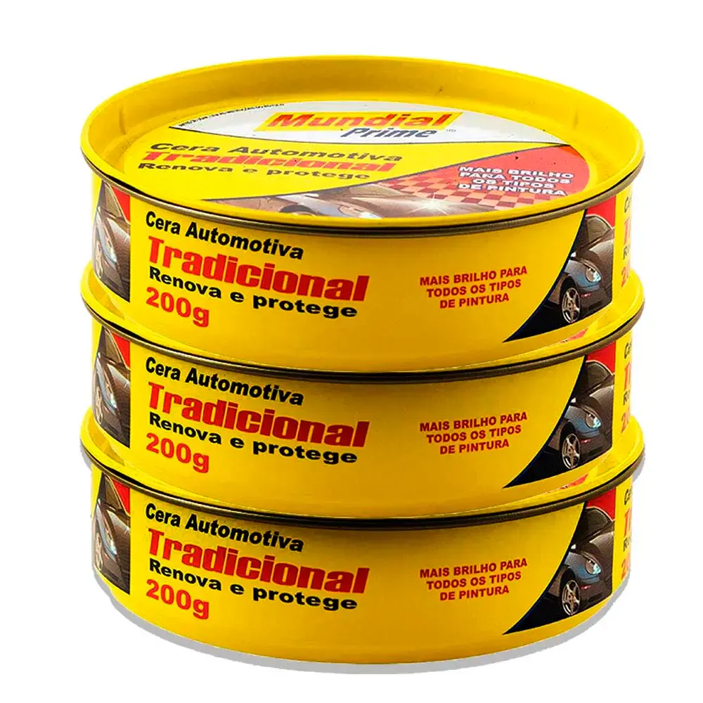 Cera automotiva para polimento 200G mundial 3 unidades prime Mundial Prime