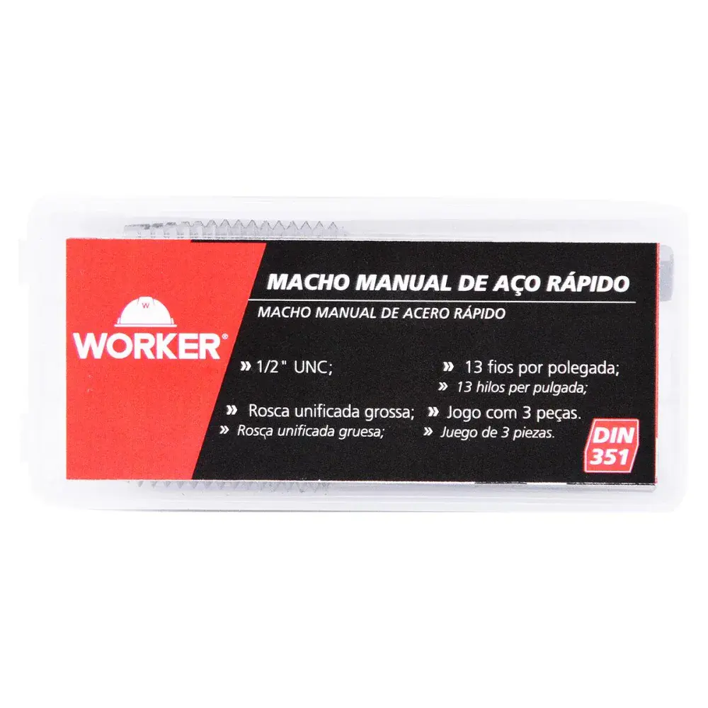 Jogo de macho manual DIN351 unc 1/2 3 peç Worker — fotografia 5