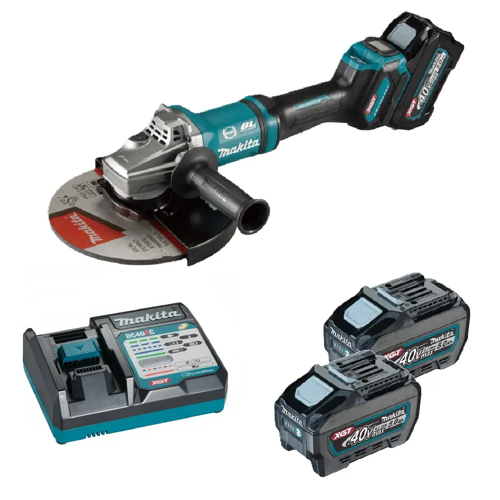 Esmerilhadeira angular xgt 9 pol bateria 40V com carregador 127V Makita — fotografia de referência