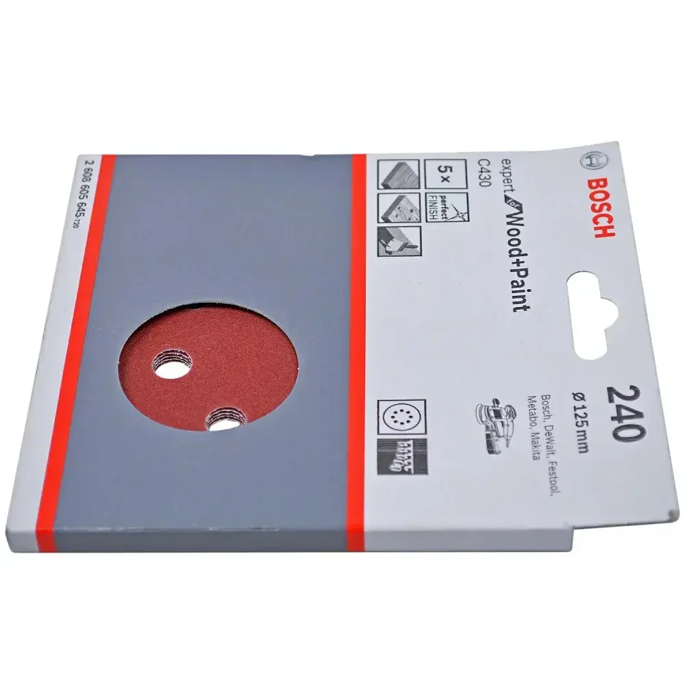Lixa disco velcro para madeira 5 peç 125MM G240 Bosch — fotografia 8