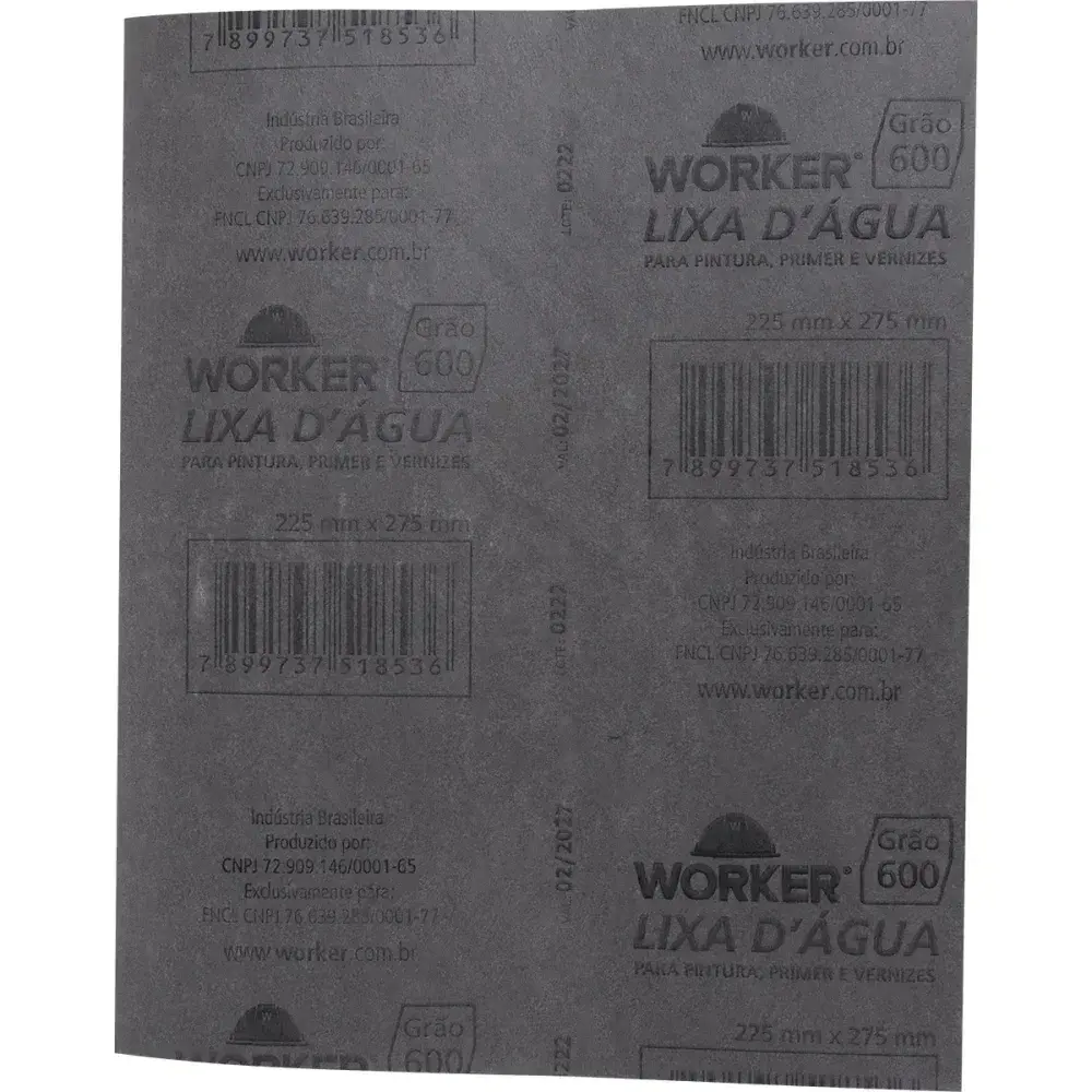 Lixa d água grão 600 225MM x 275MM Worker — fotografia 8