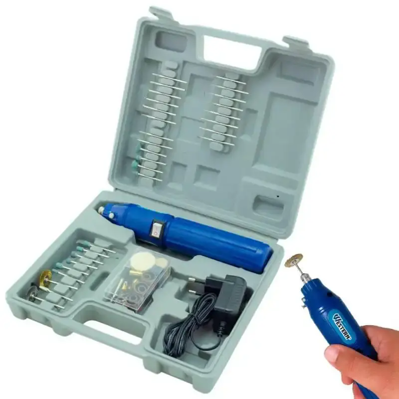 Micro retífica à bateria 3,6V kit 62 acessórios bivolt R-60 Western — fotografia de referência