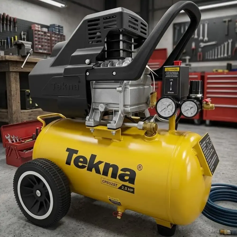 Compressor de ar 2,5HP 8 pés 22L lubrificado CP8525T com kit Tekna 110 V — fotografia 5