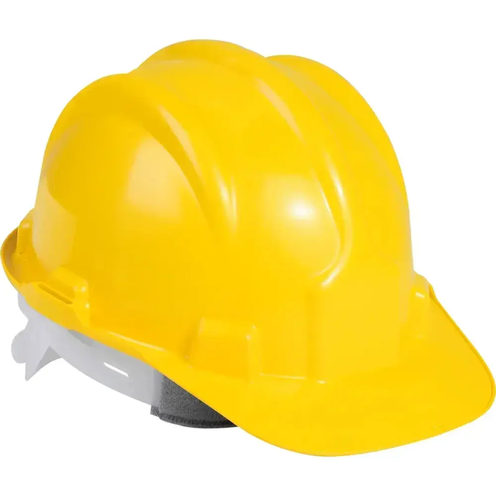 Capacete de proteção amarelo com carneira e aba frontal Worker — fotografia 7