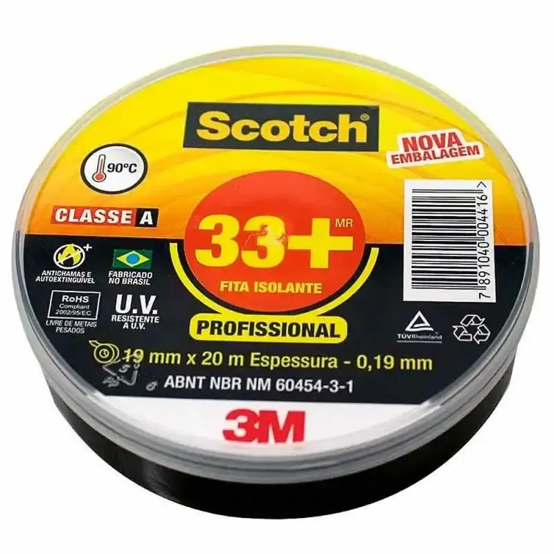 Fita isolante 33+ scotch 20 metros kit com 3 unidades 3M — fotografia 2