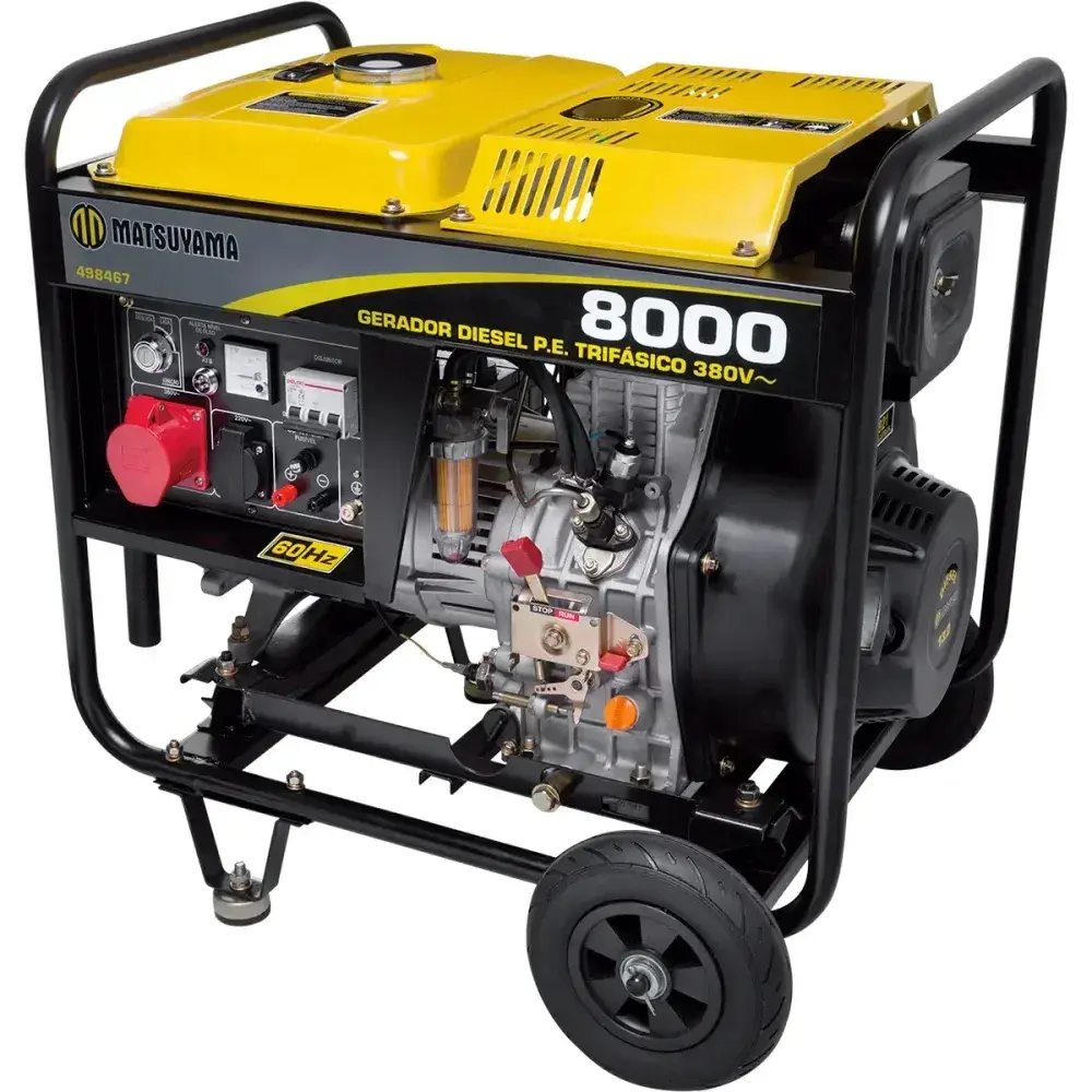 Gerador a diesel elétrica 8000 6,2KVA 12V 60HZ trifásico Matsuyama — fotografia 5