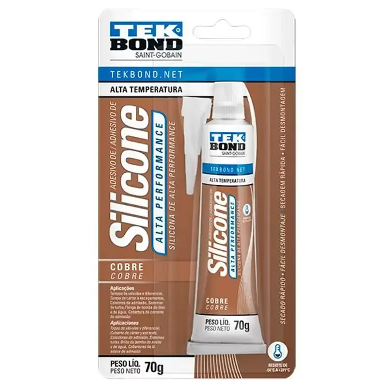 Silicone adesivo neutro alta temperatura oxi cobre 70 GR 22104002200 Tekbond — fotografia 4