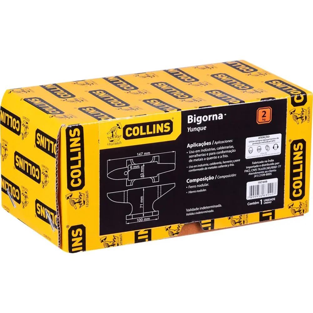 Bigorna 2KG 147X43X71MM Collins — fotografia 4