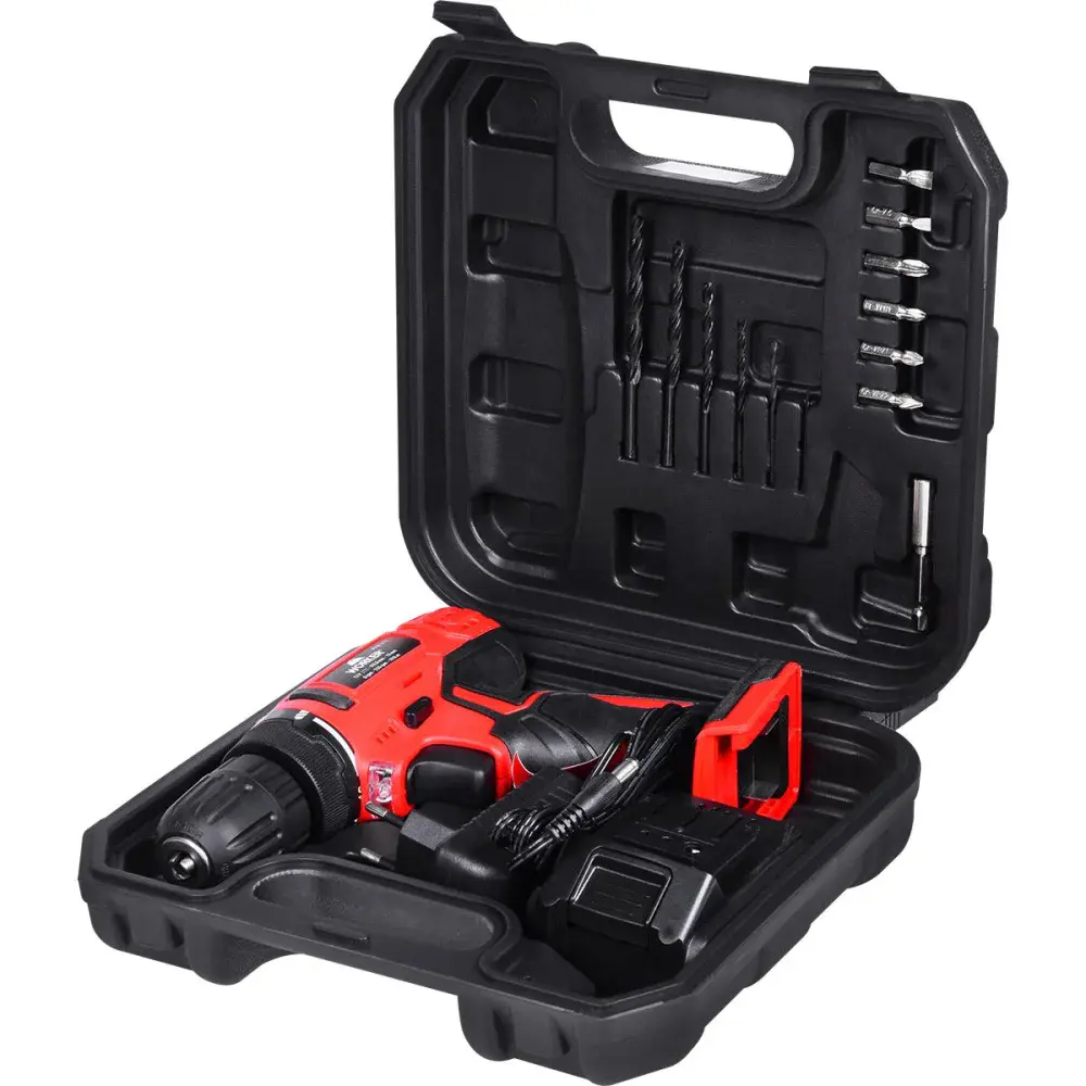 Furadeira parafusadeira a bateria com 13 peç 12V bivolt Worker — fotografia 5