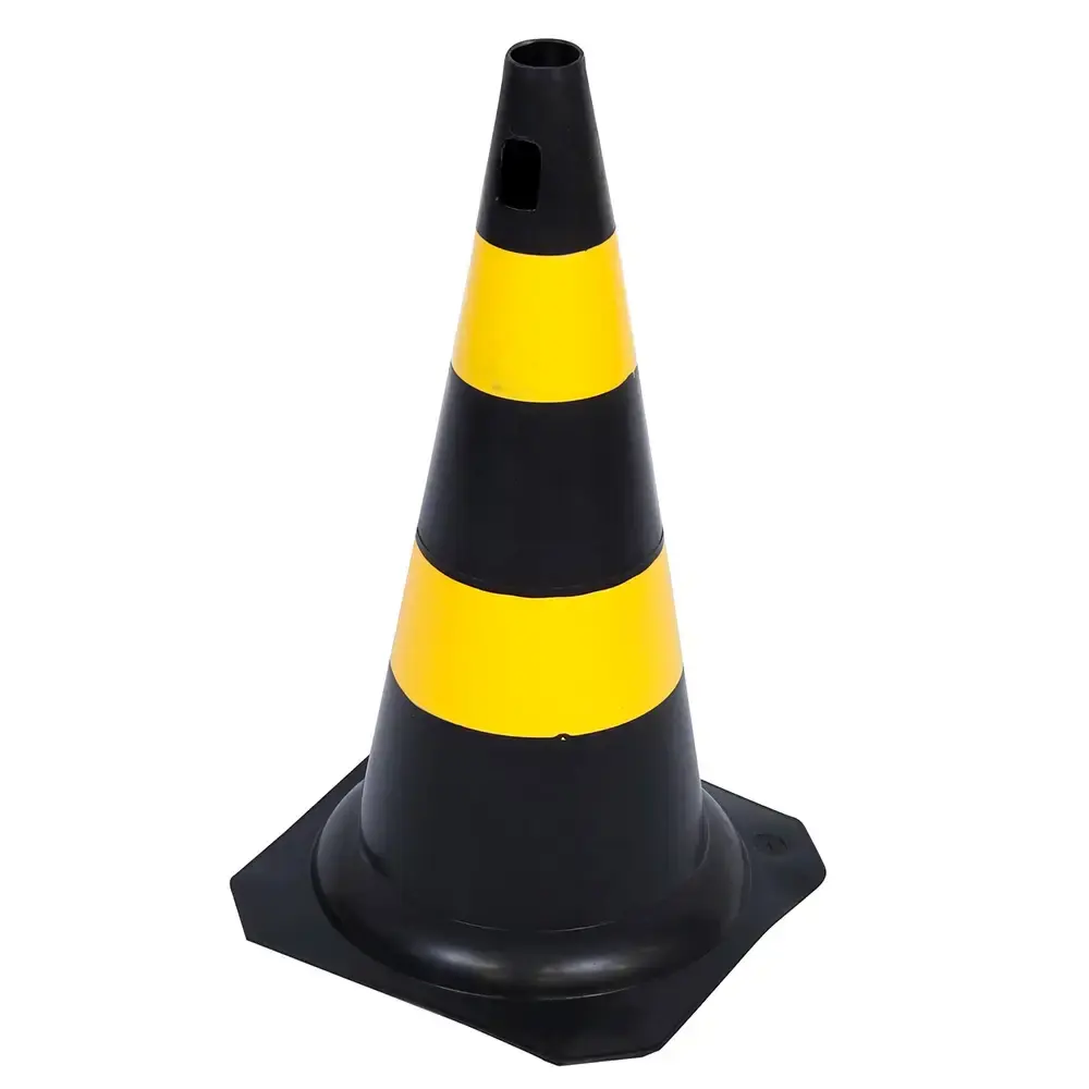 Cone sinalizador amarelo e preto 75CM 700.00505 Plastcor