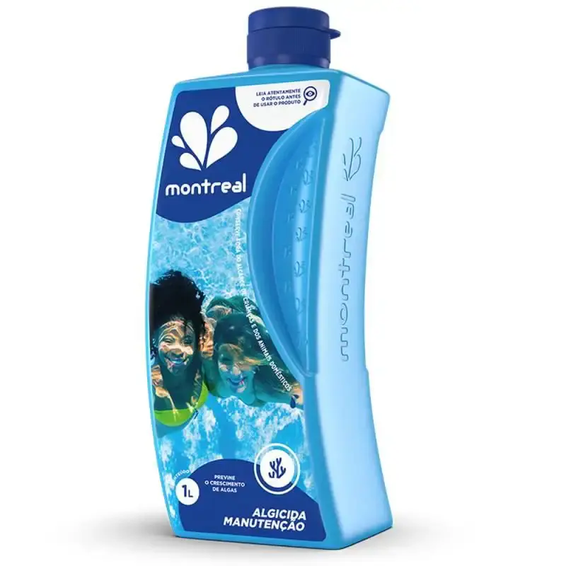 Cloro algicida manutenção anti algas para piscinas e hidrotanques 1 litro Montreal — fotografia de referência