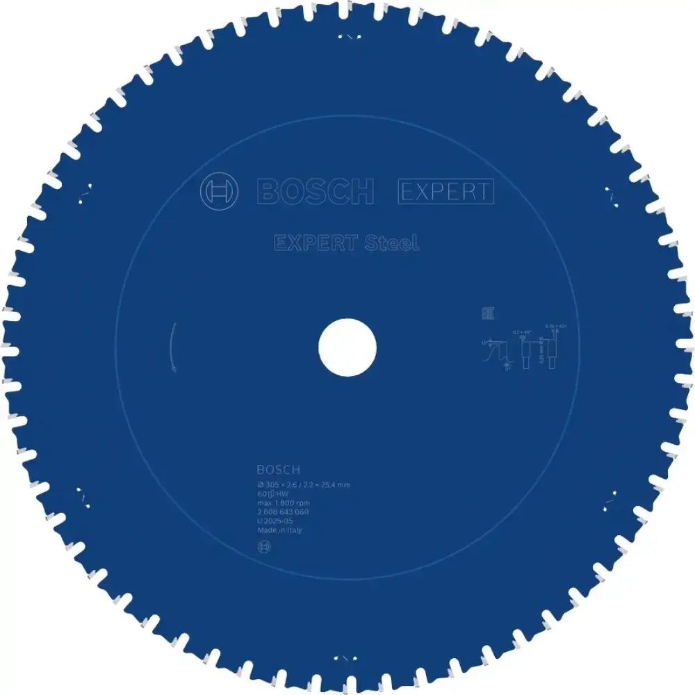 Disco de serra circular expert steel 305X 25,4MM 60 dentes Bosch — fotografia de referência