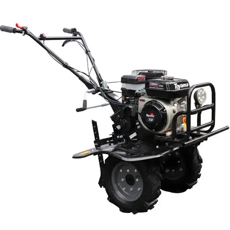 Motocultivador à gasolina 4T 7 HP TT90R-XP-U 701-012 Toyama + carreta basculante tobatta 1300 R8 preta maquinafort — fotografia 5