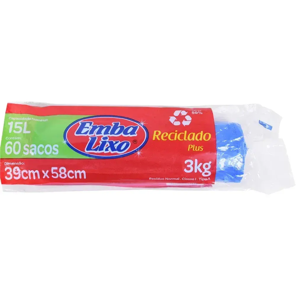 Saco de lixo rolo 15L azul 60 peç Embalixo — fotografia 4