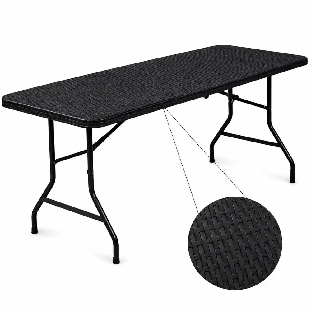 Mesa Dobrável Vira Maleta 180 x 74 CM Portátil até 150 KG Rattan ZELT — fotografia 5