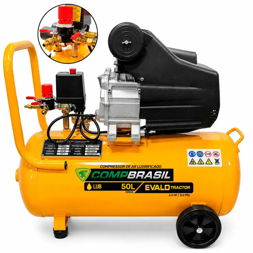 Compressor port. lub 8,6 PES 2,0HP 50L evald tractor Compbrasil 110 V — fotografia de referência