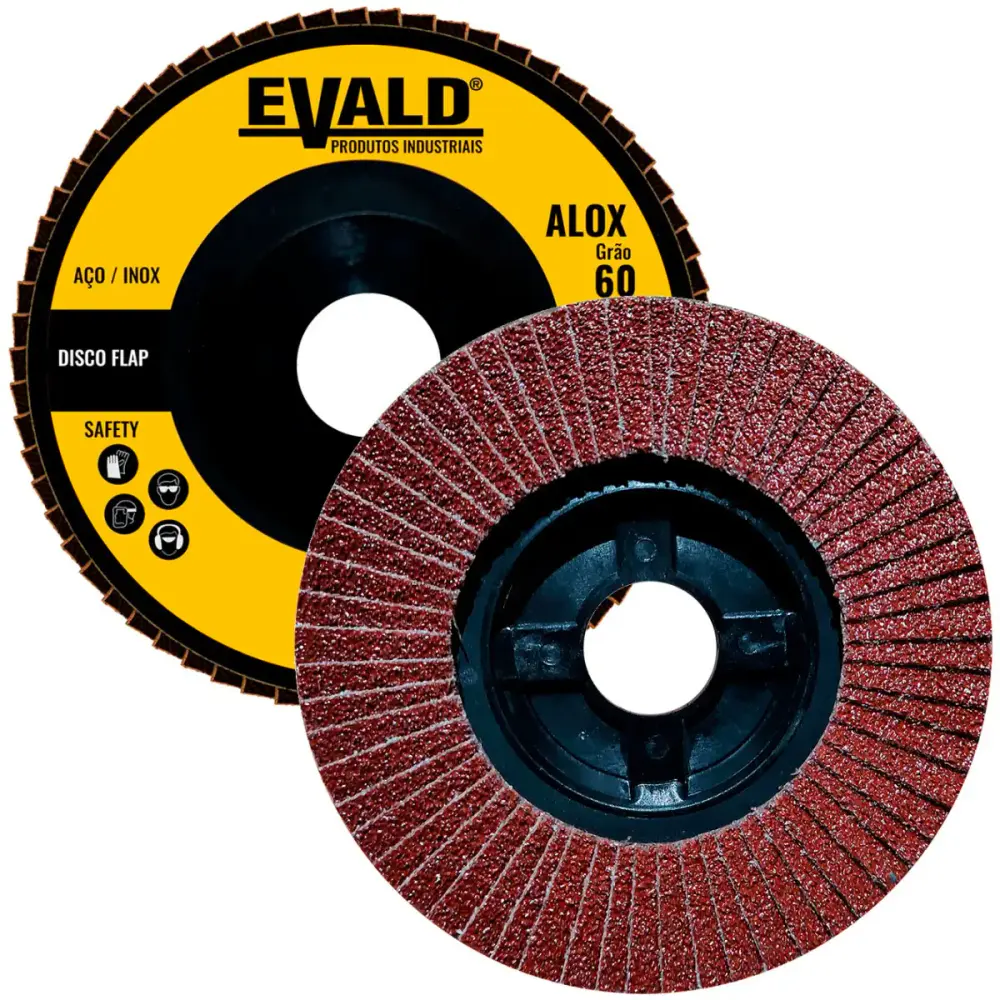 Disco de lixa flap 4.1/2 POL 115 MM aço inox grão 60 oxido de alumínio alox kit 10 peças Evald — fotografia 4