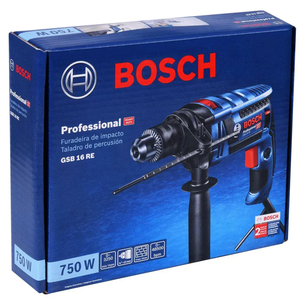 Furadeira de impacto GSB16RE 1/2 750W 127V Bosch — fotografia 7