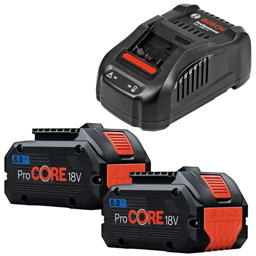 Kit 2 baterias procore 18V 8,0 ah e carregador GAL 1880 bivolt Bosch — fotografia de referência