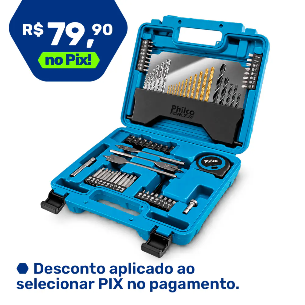 Kit de ferramentas com 70 peças e maleta Philco — fotografia de referência
