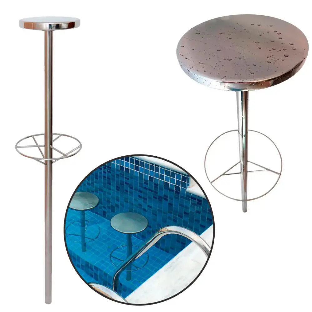 Banco Inox para Piscina Bar Molhado 25 CM x 140 CM EVALD — fotografia de referência