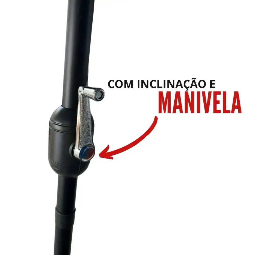 Ombrelone Base 2,70 mts Articulado Led e Manivela Azul ou Cinza IMPORTWAY — fotografia 5