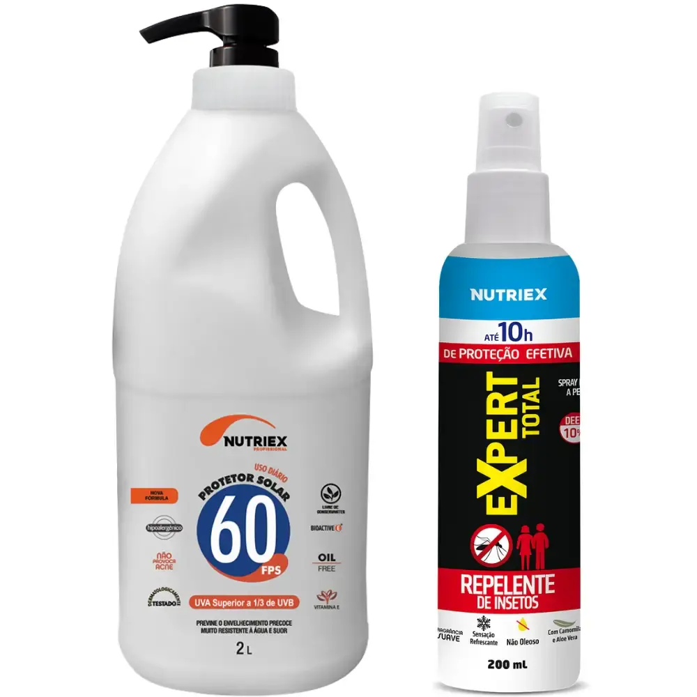 Protetor solar 60 FPS 2 litros com repelente 200ML Nutriex