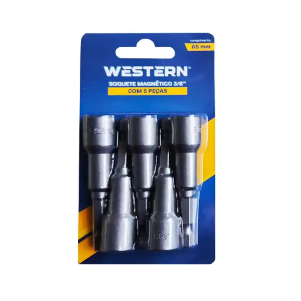 Jogo de soquetes magnéticos 3/8 POL 65MM 5 peças W-98 Western — fotografia de referência