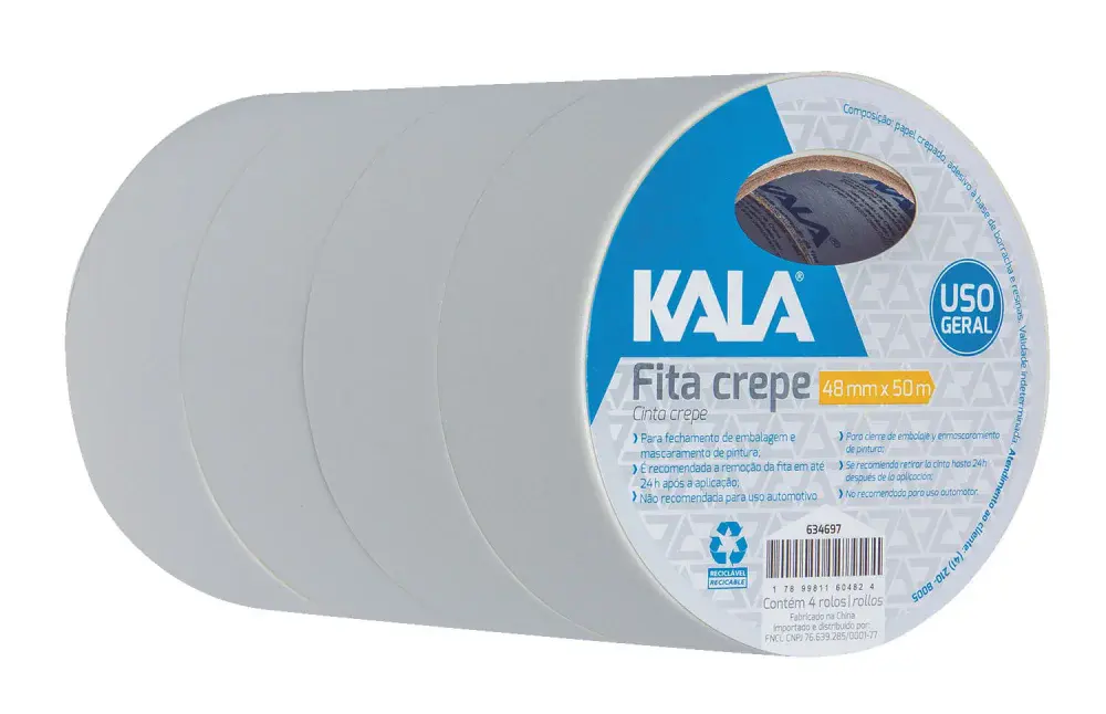 Fita crepe 48MM x 50M uso geral Kala — fotografia 6