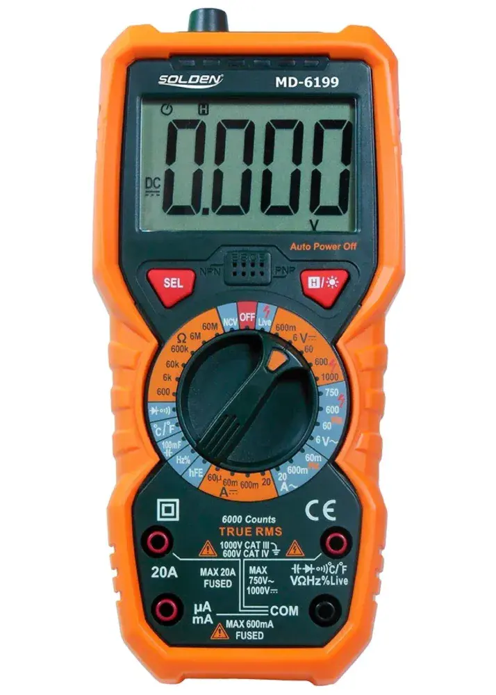 Multímetro digital 20A cat iv 600V MD-6199 Solden — fotografia de referência