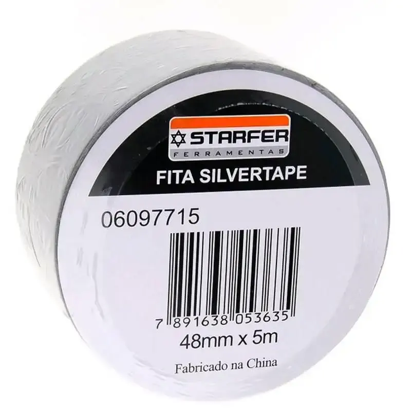 Fita Adesiva Silver Tape 48 MM x 5 Metros Cinza Kit com 10 Peças STARFER — fotografia 3