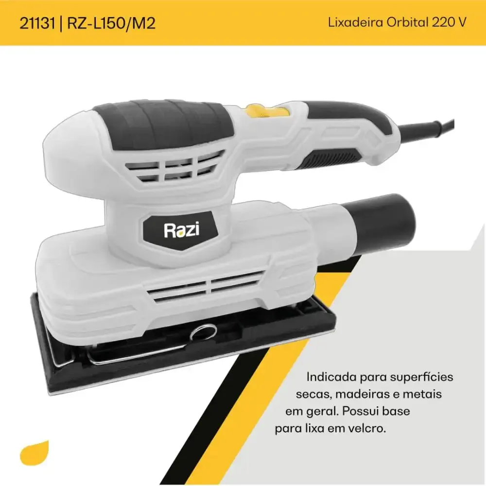Lixadeira orbital 150W 188X90MM Razi 110 V — fotografia 9