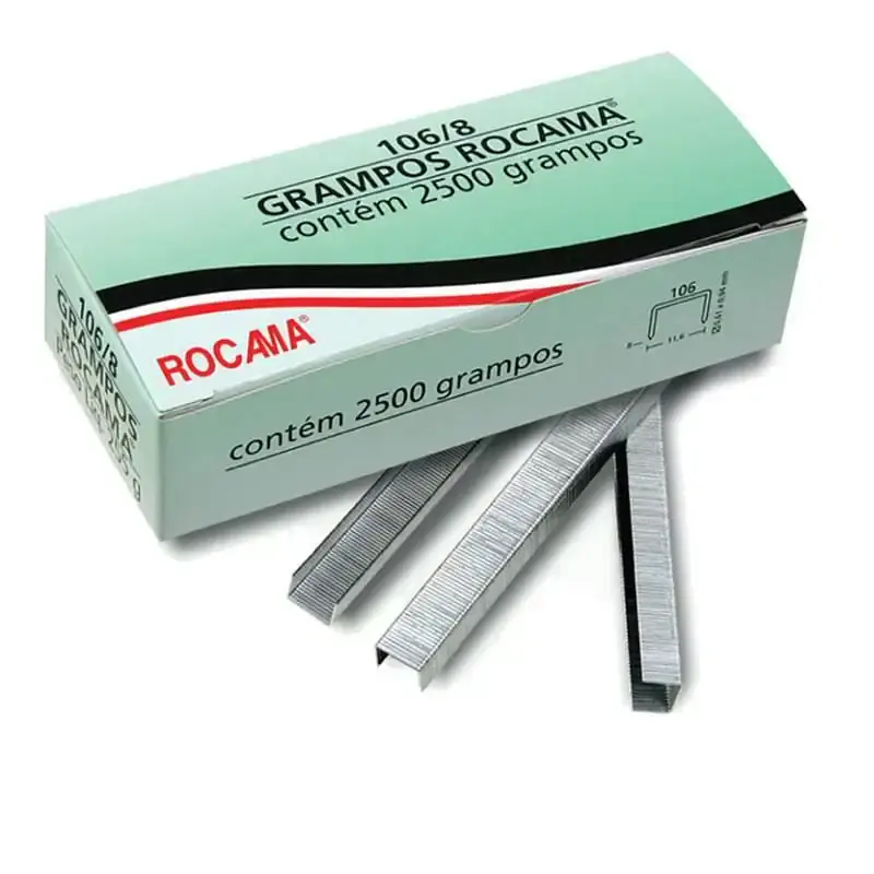 Grampos 106/8 para grampeadores tapeceiros com 2.500 unidades Rocama