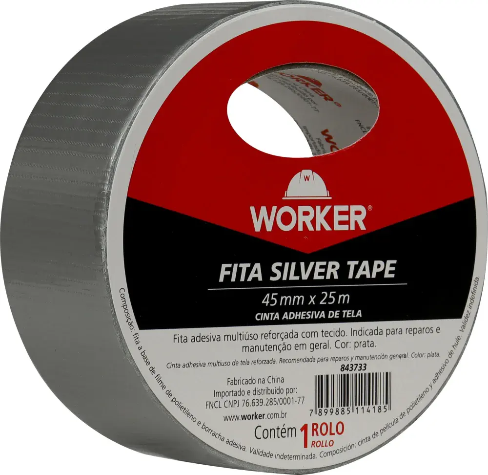 Fita adesiva silver tape multiuso 45MM x 25M transparente Worker — fotografia de referência