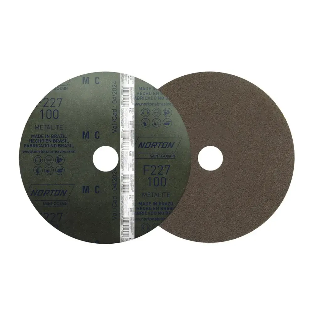 Disco lixa fibra F227 115X22MM grão 100 Norton — fotografia de referência