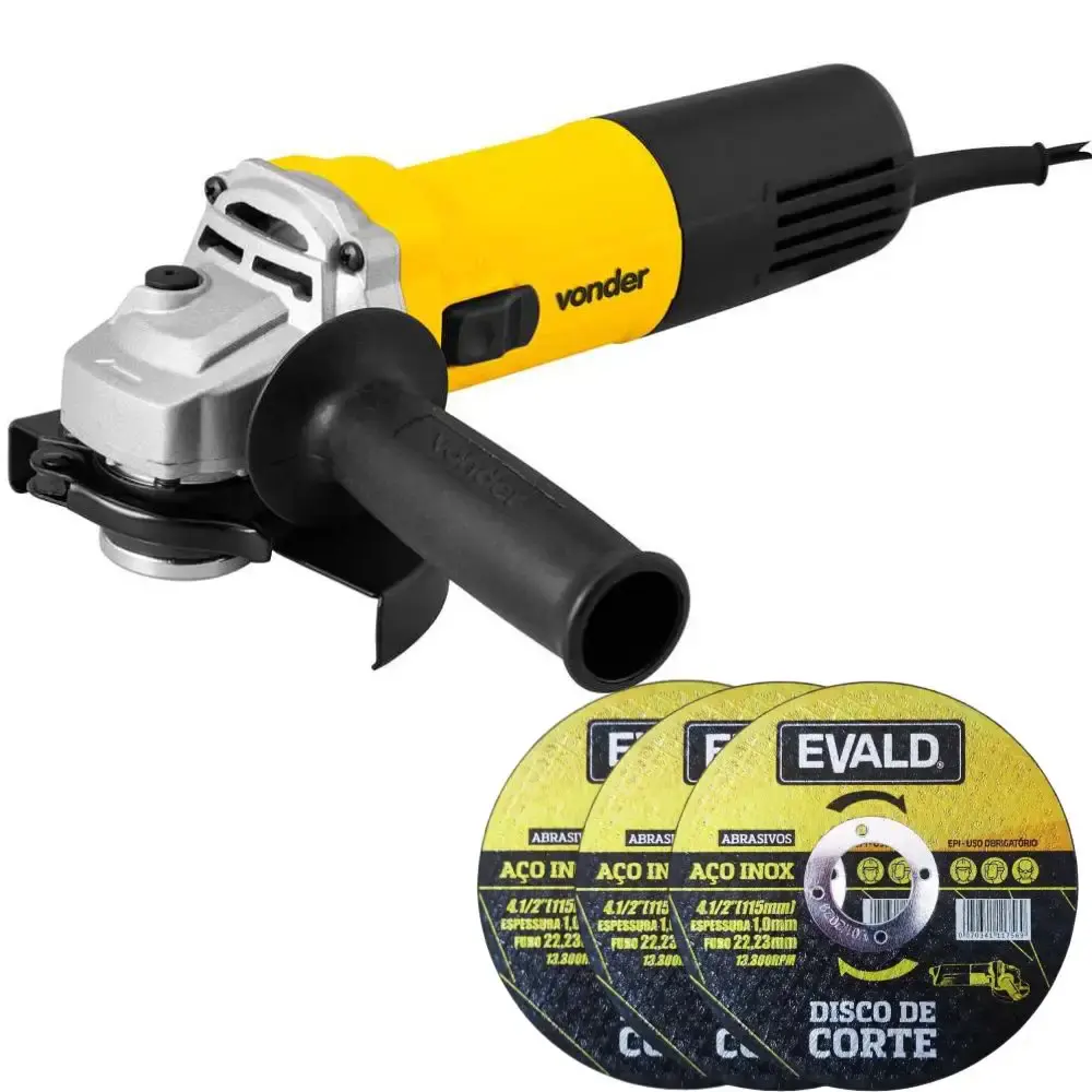 Esmerilhadeira angular 5 POL 900W EAV-905V Vonder com 3 discos de corte 4.1/2 POL evald