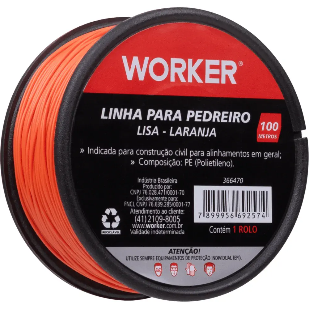 Linha pedreiro laranja lisa 100M Worker — fotografia 3