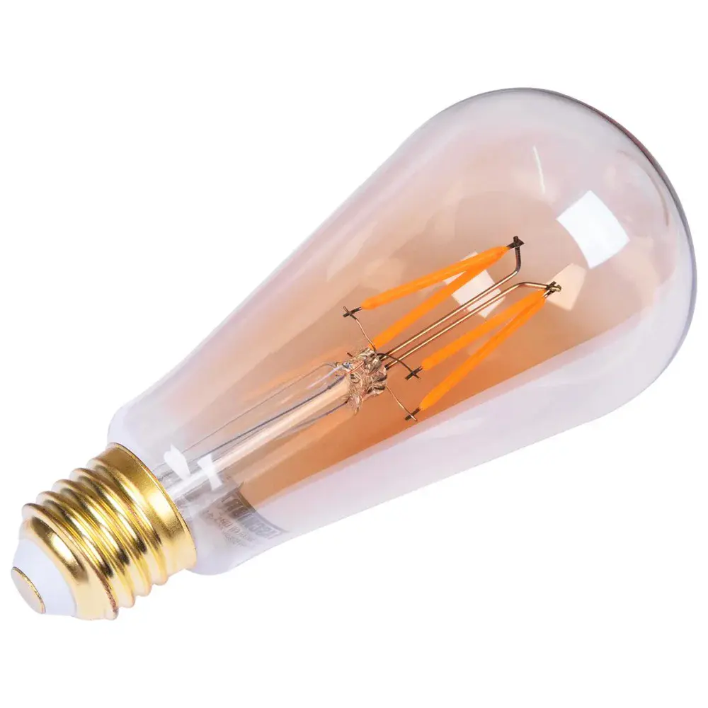 Lâmpada led ST64 4W filamento âmbar bivolt Taschibra — fotografia 3