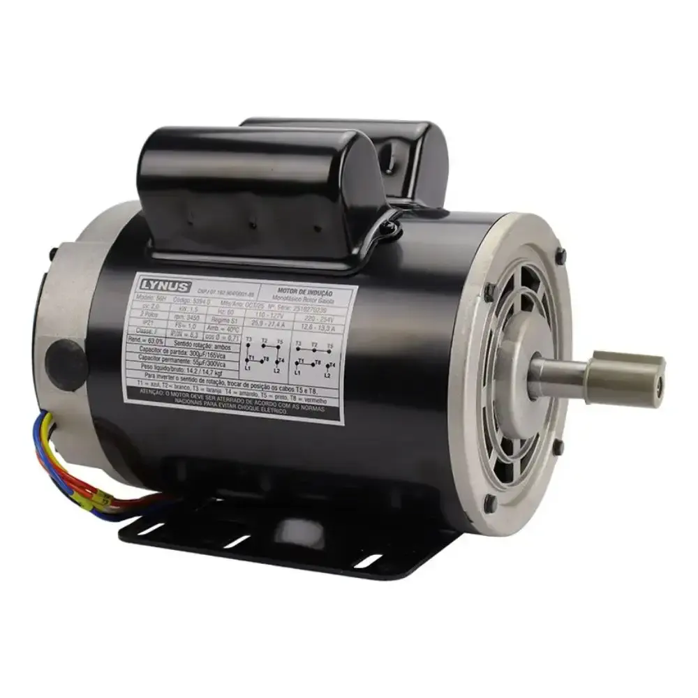 Motor elétrico 4 polos 1CV IP21 56H monofásico bivolt Lynus