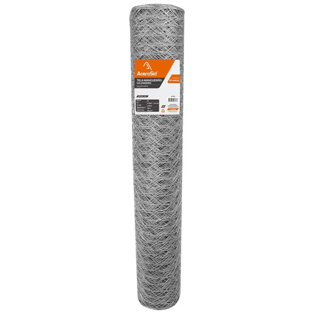 Tela mangueirão galvanizada 3 fio 16 1,50X50M da Acerosid