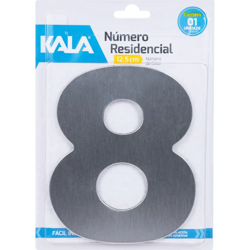 Número residencial N°8 aço escovado 12,5CM Kala — fotografia de referência